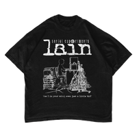 lain computer white print shirt
